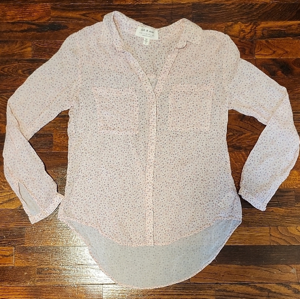 Anthropologie Cloth & Stone Tavira Pink Ditzy Floral Button Down Shirt